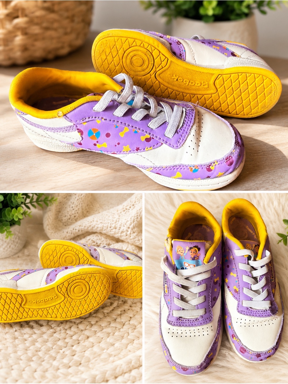 Reebok Kids Purple & Yellow Character Low-Top Sneakers